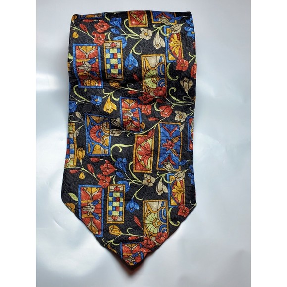 Guy Laroche Diffusion Neck Tie Men Black Multi Color 100% Silk Made in Canada - Picture 1 of 2